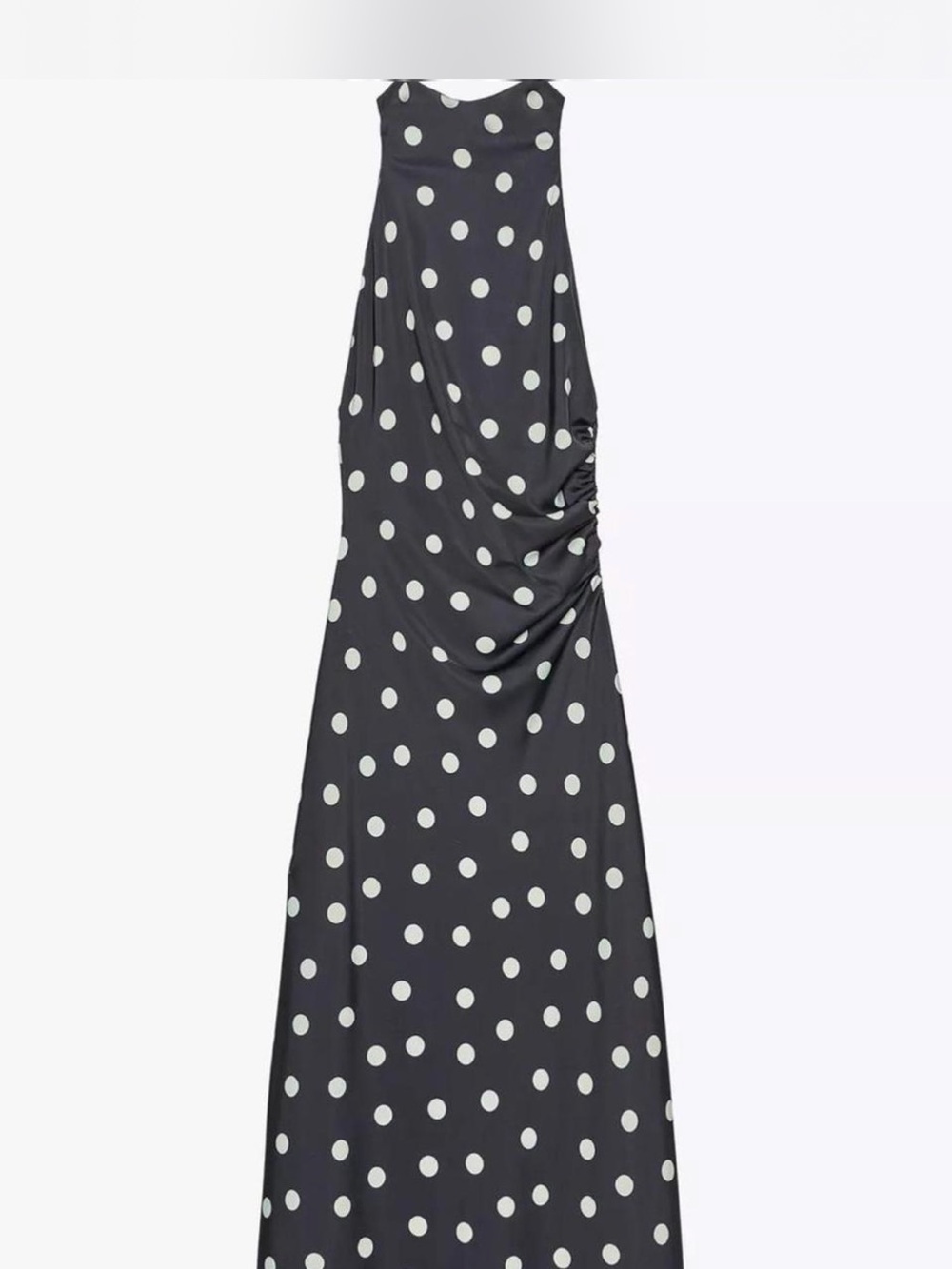 Zara Black Polka Dot Backless Halter Midi Dress - Picture 3 of 8